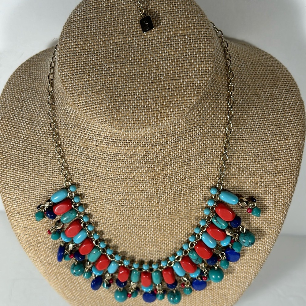 Chaps Ralph Lauren Dangling Bead Necklace, Blues/Orange